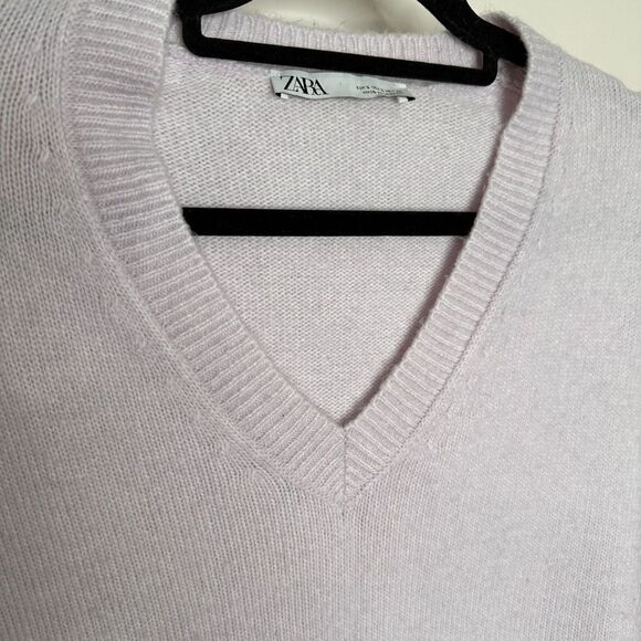 Zara Lilac Oversized V-Neck Sweater - Picture 7 of 11